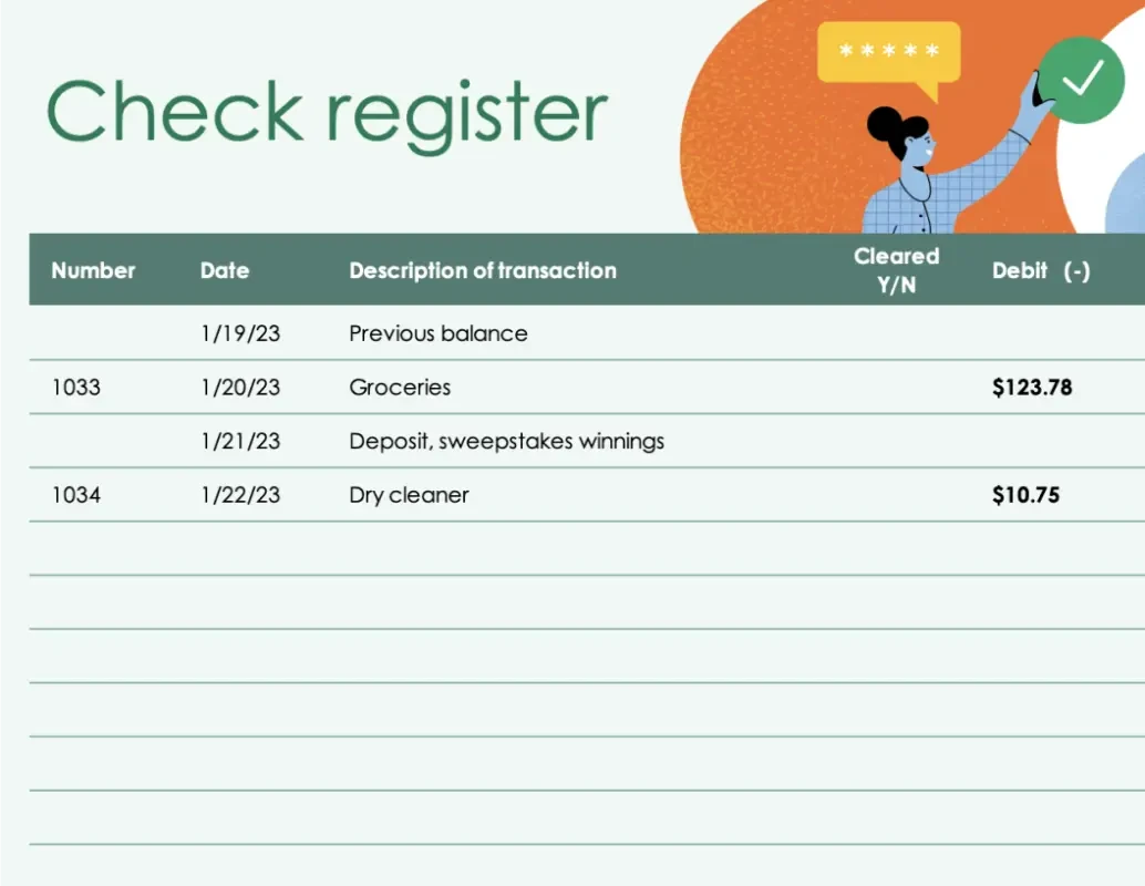 Check register (simple design) green modern simple