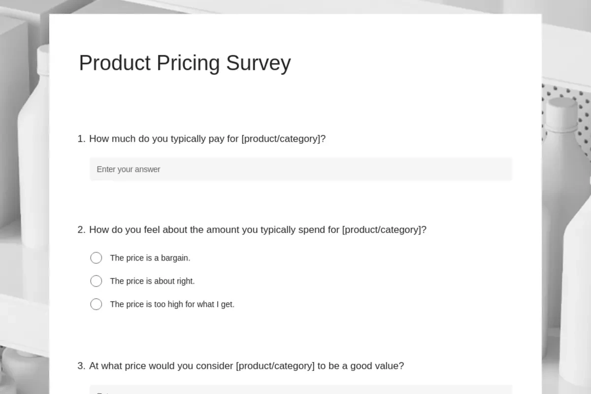 Product pricing survey gray