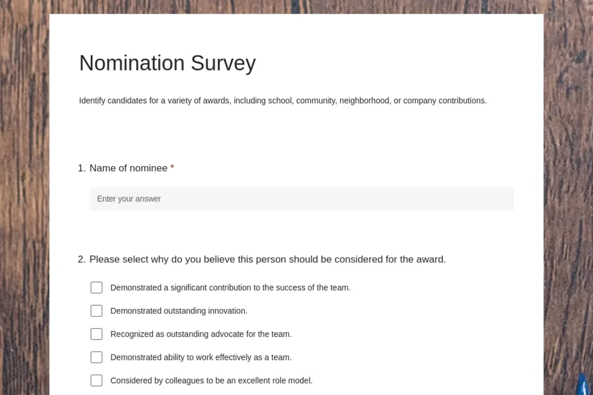 Nomination survey brown