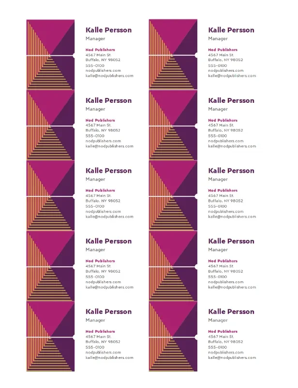Geometric business cards purple modern-color-block