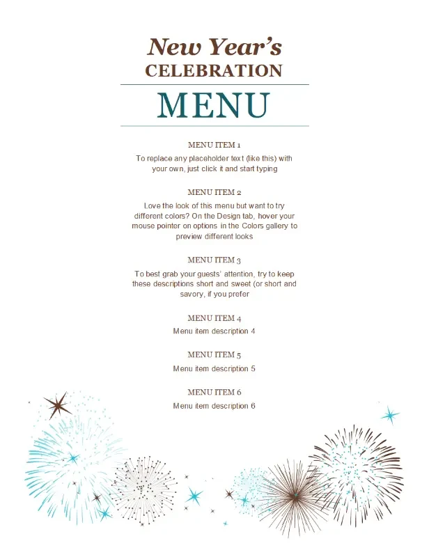 New Year's party menu brown modern-simple